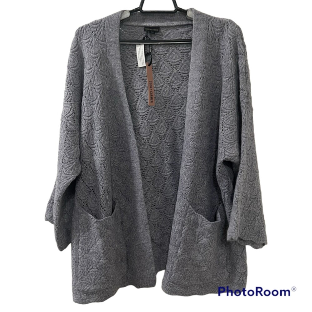 NWT Coco + Carmen Womens Gray Calypso Open Cardigan Knitted Sweater Size L/XL